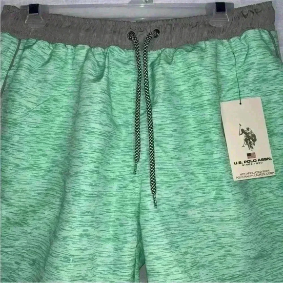 NWT US Polo Assn Green Swim Trunks Men’s Sz Medium Drawstring Waist Fully Lined - Picture 3 of 5